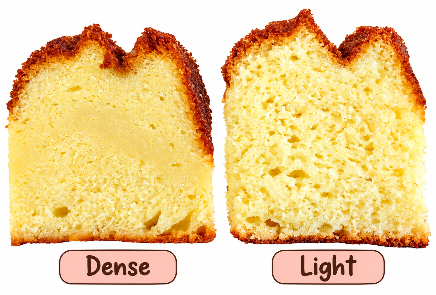 dense vs light cake